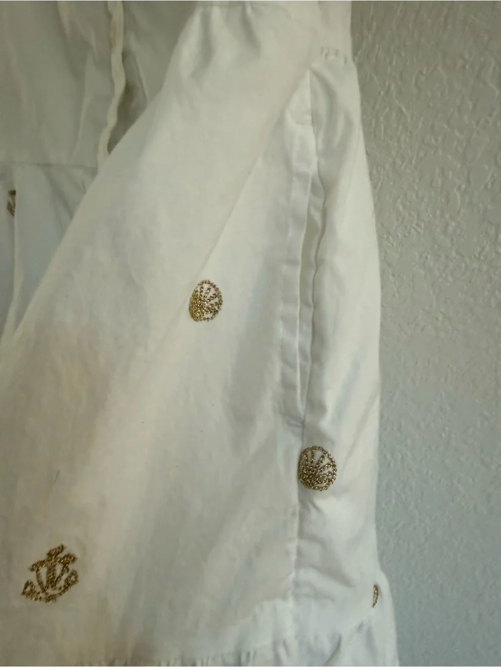 Girls Vineyard Vines White Button-Front Tiered Dress Gold Seashells🐚 XS 5/6